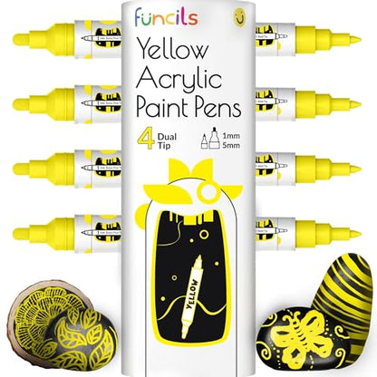 4 Dual Tip Yellow Paint Marker Pen