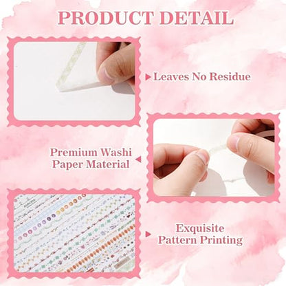 30 Rolls Pastel Floral Washi Tape Set (30 Count)
