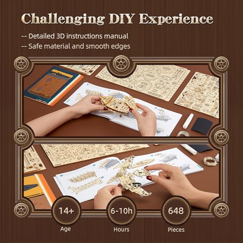 LED 3D Wood Puzzle Fantasy Airship Model