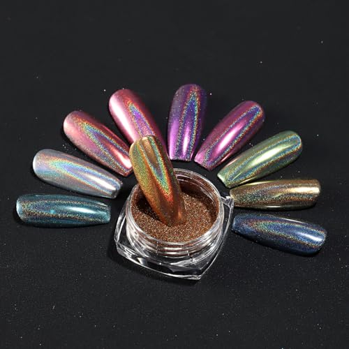 10 Colors Holographic Nail Powder