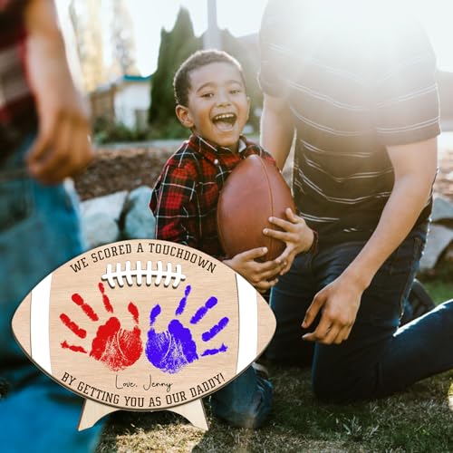 Custom Football Dad Gifts from Baby Handprint Sign
