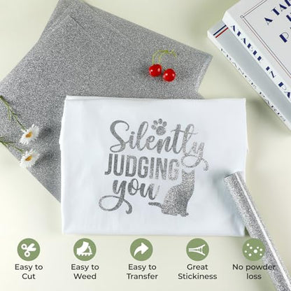 Silver Glitter HTV Heat Transfer Vinyl