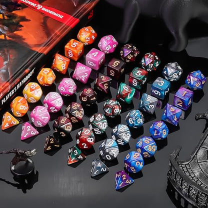 42 Pcs (6 X 7) Polyhedral Dice - 6 Sets DND Dice + 6 Drawstring Bags (42 Count)