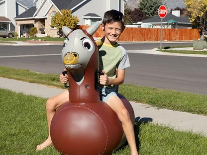 Hop N Go Inflatable Bull Riding Bouncy Hopping Toys for Kids Ages 5+