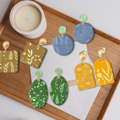 Polymer Clay Texture Sheet Leaves and Flowers Clay Texture Mat Floral Polymer Mats Earrings Tools for Jewelry Making DIY Crafts