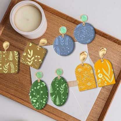 Polymer Clay Texture Sheet Leaves and Flowers Clay Texture Mat Floral Polymer Mats Earrings Tools for Jewelry Making DIY Crafts