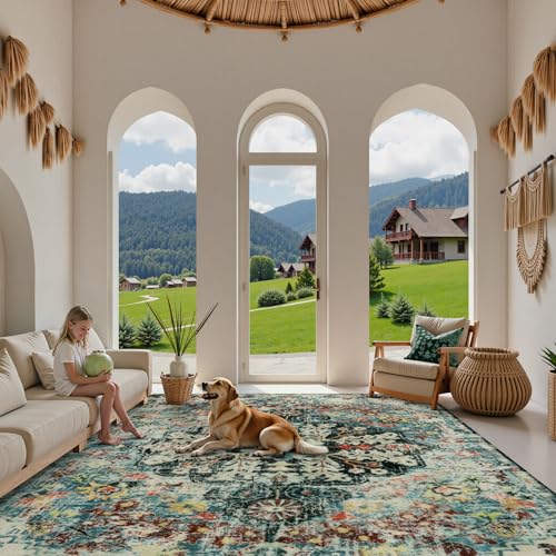 Reine Area Rugs 9x12 Living Room Boho Washable Rugs