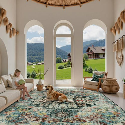 Reine Area Rugs 9x12 Living Room Boho Washable Rugs