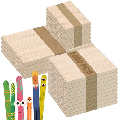 1000PCS Popsicle Sticks for Craft (1000 Count)