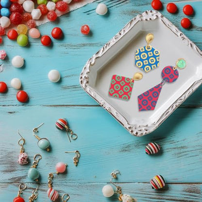 Circle Square Polymer Clay Texture Sheets Geometric Silicone Texture Stamp Clay Texture Mat Modeling Pattern Pad Sheets for Jewelry and Earrings Tools