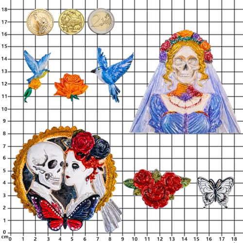 Skeleton Bride and Groom Clay Molds for Crafts (2 Count)
