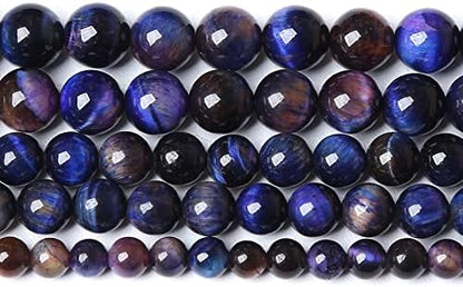 90PCS 8mm AAA Natural Tiger Eye Stone Beads Gemstone Round Spacer Loose Beads for Jewelry Making DIY Bracelet,Necklace, Earrings 2 Strand 32"