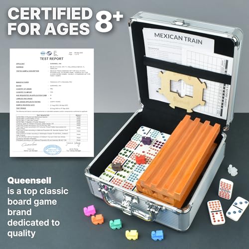 Mexican Train Dominoes Set Double 15 with 8 Holders