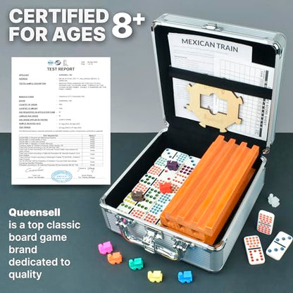 Mexican Train Dominoes Set Double 15 with 8 Holders