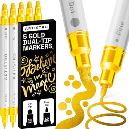 Gold Dual Tip Acrylic Paint Marker Pens (5 Count)