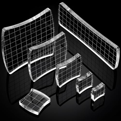 7 Pcs Acrylic Stamp Blocks Set Clear with Grid Lines (7 Count)
