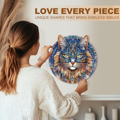 Persian Cat Puzzles Adults Gifts for Women Men Wooden 95 Pieces 8.5 x 8.3in