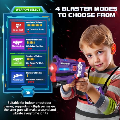 Laser Tag Guns Set of 4 Laser Tag Guns with Digital LED Score Display Vests (4 Count)