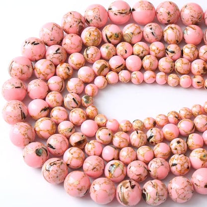 120PCS 6MM Pink Shell Turquoise Stone Beads with Mother