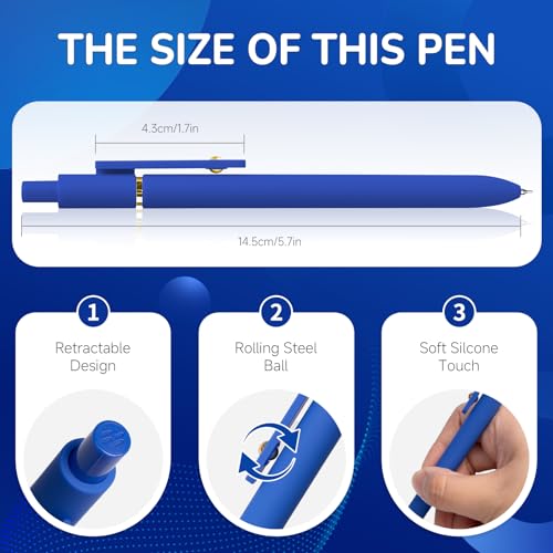 6 Pcs Blue Ink Pens for Journaling 0.5mm Fine Point Blue Gel Ink Pens (6 Count)