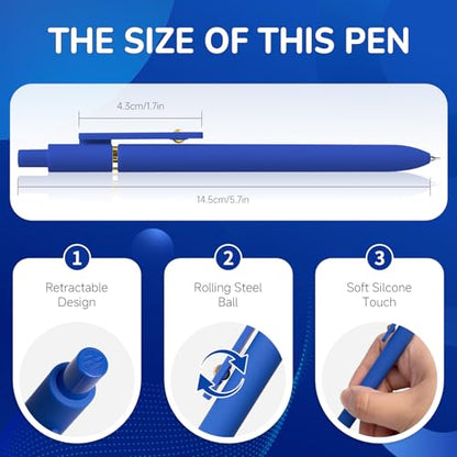 6 Pcs Blue Ink Pens for Journaling 0.5mm Fine Point Blue Gel Ink Pens (6 Count)