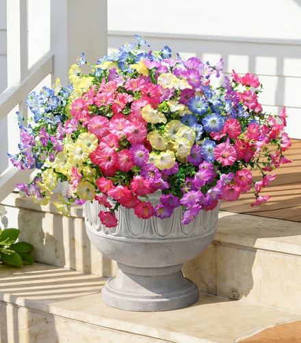 Artificial Flowers Fake Plants for Outdoors Decoration (12 Count)