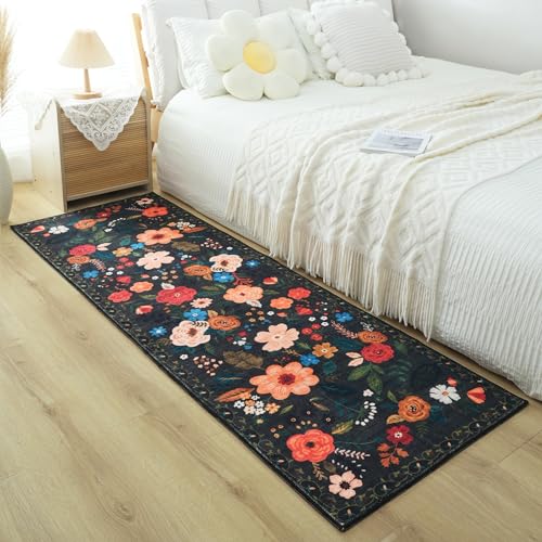 Runner Rug for Hallways Kitchen Rug Non Slip 2'x 6' Washable Runner Rugs with Rubber Backing Soft Floral Carpet Runner for Hallways