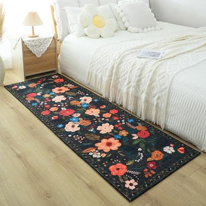 Runner Rug for Hallways Kitchen Rug Non Slip 2'x 6' Washable Runner Rugs with Rubber Backing Soft Floral Carpet Runner for Hallways