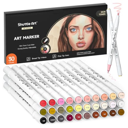 30 Colors Skin Tone&Hair Art Markers (30 Count)
