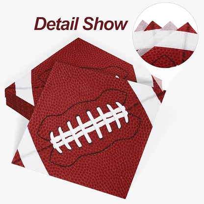 48 Pieces Football Paper Napkins Disposable Football Party Napkins Football Rugby Cocktail Dinner Napkins Set 13" x 13" Unfolded Football Tableware Napkins for Rugby Party Supplies (48 Count)