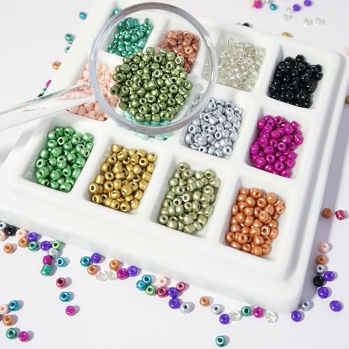 11200pcs Glass Seed Beads for DIY Crafting Bracelet Necklace Embroidery Jewelry Making Supplies (11200 Count)