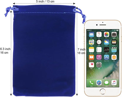 HRX Package 20pcs Velvet Jewelry Bags, 5x7 inch Blue Cloth Gift Drawstring Pouches Baggies Sacks for Dice Ornament