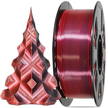 3D Printing Silk PLA Shiny Red Black 2 Colors in 1 Coextrusion 3D Filament (35.27 Ounce)
