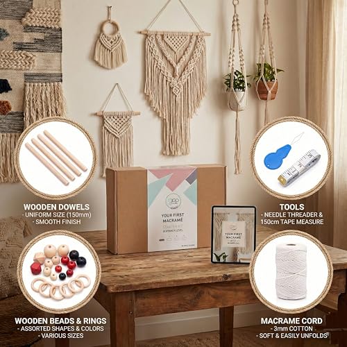 Macrame Kits for Adults Beginners with 126 Macrame Supplies and 7 Projects E