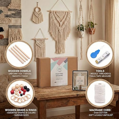 Macrame Kits for Adults Beginners with 126 Macrame Supplies and 7 Projects E
