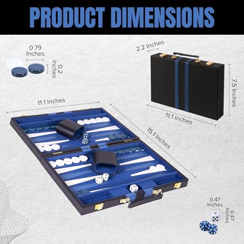 Premium Backgammon 11" Small Blue