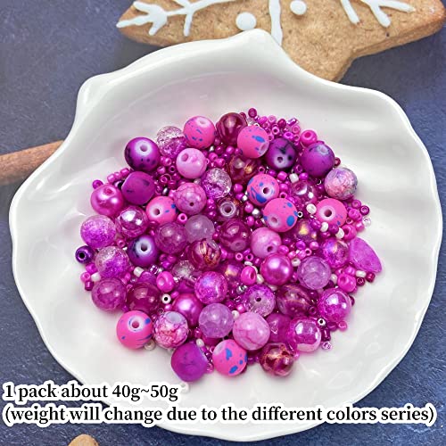 Assorted Glass Resin Beads Multi Size Colors Smooth Cracked Gravel Millet Spacer Beads for Bracelets Necklace Earring DIY Jewelry Making Craft
