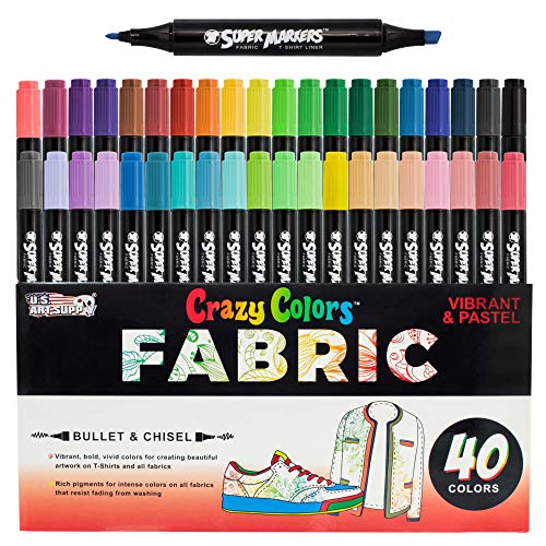 Super Markers 40 Primary & Pastel Dual Tip Fabric Markers (40 Count)