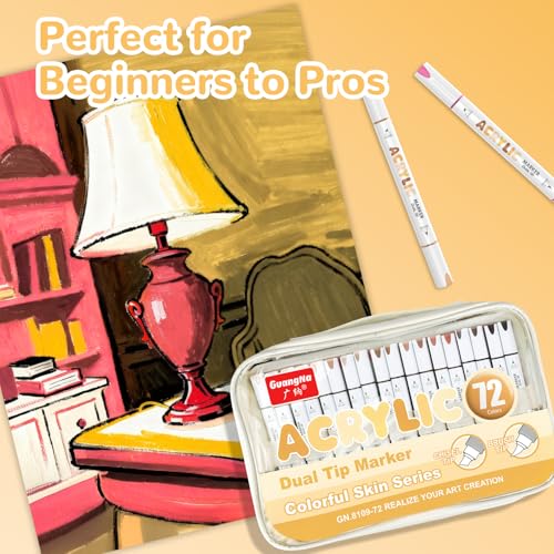 72 Colors Dual Tip Acrylic Paint Markers (72 Count)