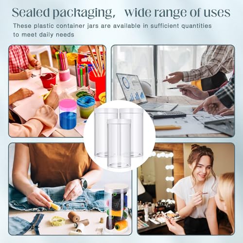 12 Pack 32 oz Plastic Container Jars with Lids Round Clear Travel Cosmetic Container Slime Jars for Toiletries (12 Count)
