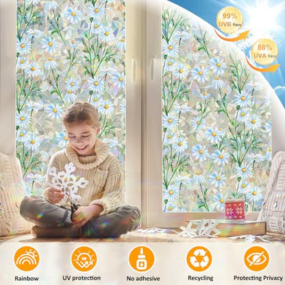 Privacy Window Films Stain Glass Cling No Glue Anti