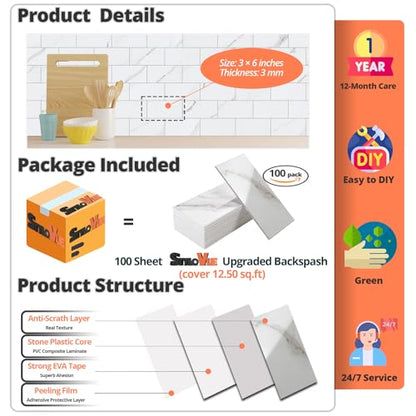 4 Pieces Peel and Stick Backsplash for Kitchen