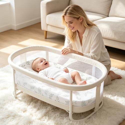 Organic Baby Bassinet Sheets 2 Pack 33”x17” 100% Muslin Cotton for Baby Girl Boy (2 Count)