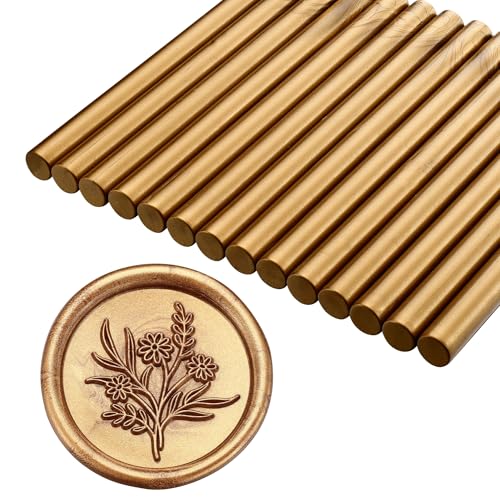15Pcs Bronze Gold Glue Gun Sealing Wax Sticks for Wax Seal Stamp (15 Count)