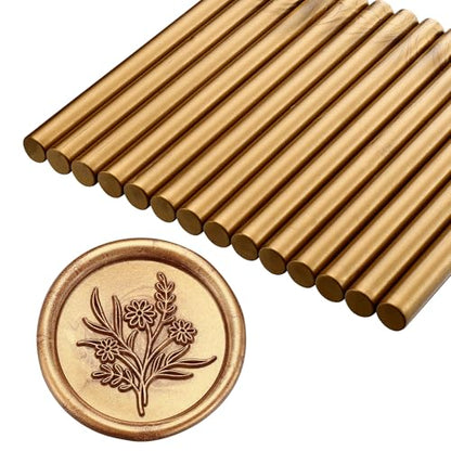 15Pcs Bronze Gold Glue Gun Sealing Wax Sticks for Wax Seal Stamp (15 Count)