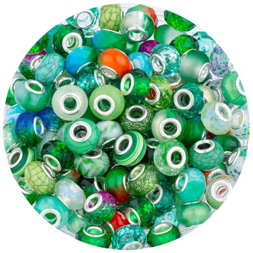 Green Mix Large Hole Beads (100 Count)