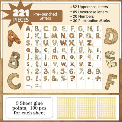 221 Pcs World Map Bulletin Board Letters for Classroom Wall (225 Count)