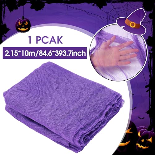 Halloween Cheese Cloth 85 x 394 Inch Purple Cheesecloth Roll for Crafts Large Cotton Muslin Gauze Fabric for Halloween Outdoor & Indoor Spooky Decoration