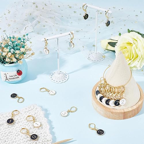 1 Box 20Pcs Number 1~9 Stitch Markers Charms Crochet Enamel Cute Removable Clip on Leverback Clasp Charm Locking Metal Knitting Markers for Weaving Sewing Knit Quilting DIY Zipper Pull