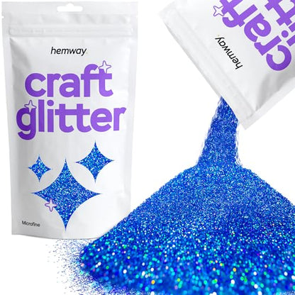 Craft Glitter Sapphire Blue Holographic 100g Microfine Glitter (100 Gram)